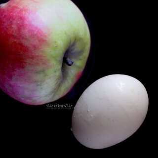 Cover [li]zwing[/li] -  and egg an an apple on black background