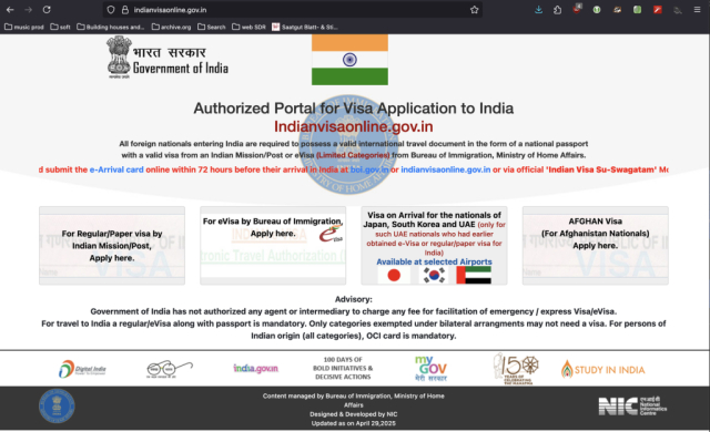 Actual site fo Indian government to apply for visas Actual site fo Indian government to apply for visas