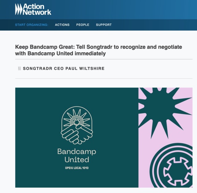 Bandcamp Union petition to Songtrader, screenshot. Bandcamp Union petition to Songtrader, screenshot.